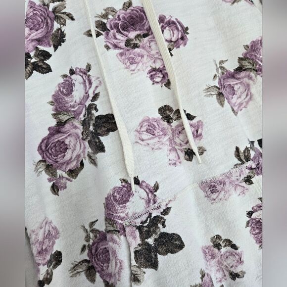 Forever 21 Limited Release Purple Rose Terry Pullover Hoodie Womens Size Medium - Picture 2 of 7